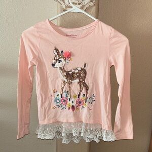 Tommy Bahamas girl’s Sequins deer Pink Long Sleeve Shirt M (7/8)